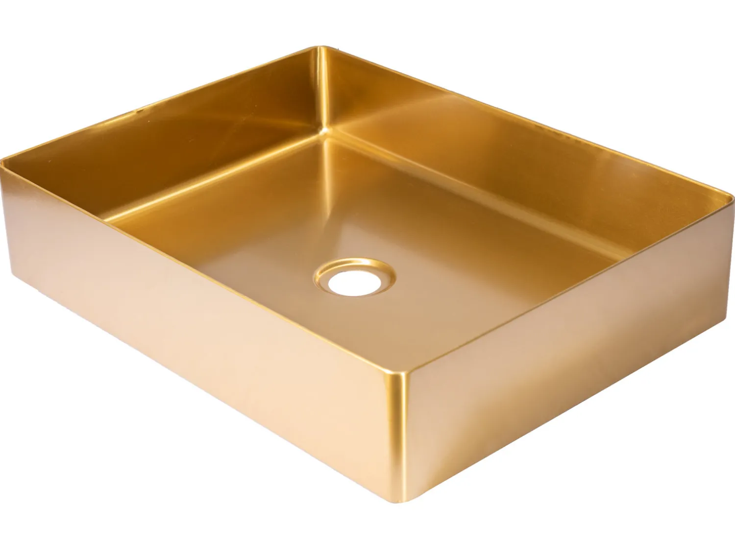 Discount Rectangular 19" x 14 1/2" Stainless Steel Bathroom Vessel Sink with Drain in Gold Stainless Steel Sinks|Above Counter / Vessel Sinks