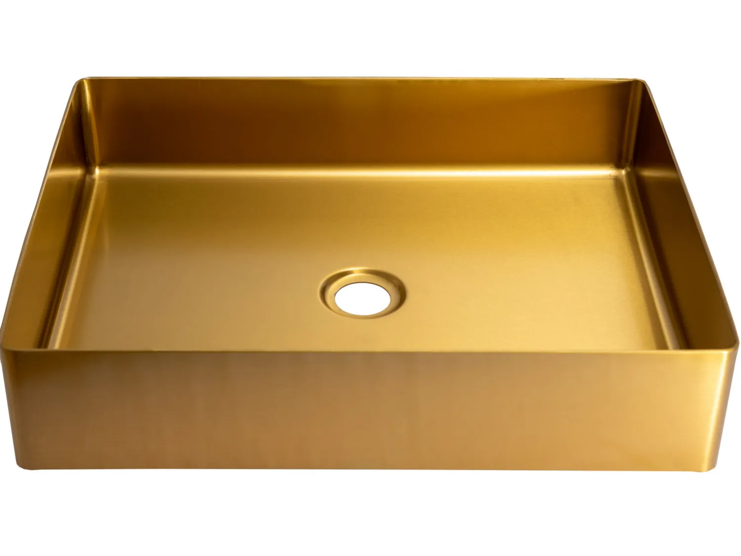 Discount Rectangular 19" x 14 1/2" Stainless Steel Bathroom Vessel Sink with Drain in Gold Stainless Steel Sinks|Above Counter / Vessel Sinks