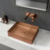 Outlet Rectangular 19" x 14 1/2" Stainless Steel Bathroom Vessel Sink with Drain in Rose Gold Stainless Steel Sinks|Above Counter / Vessel Sinks