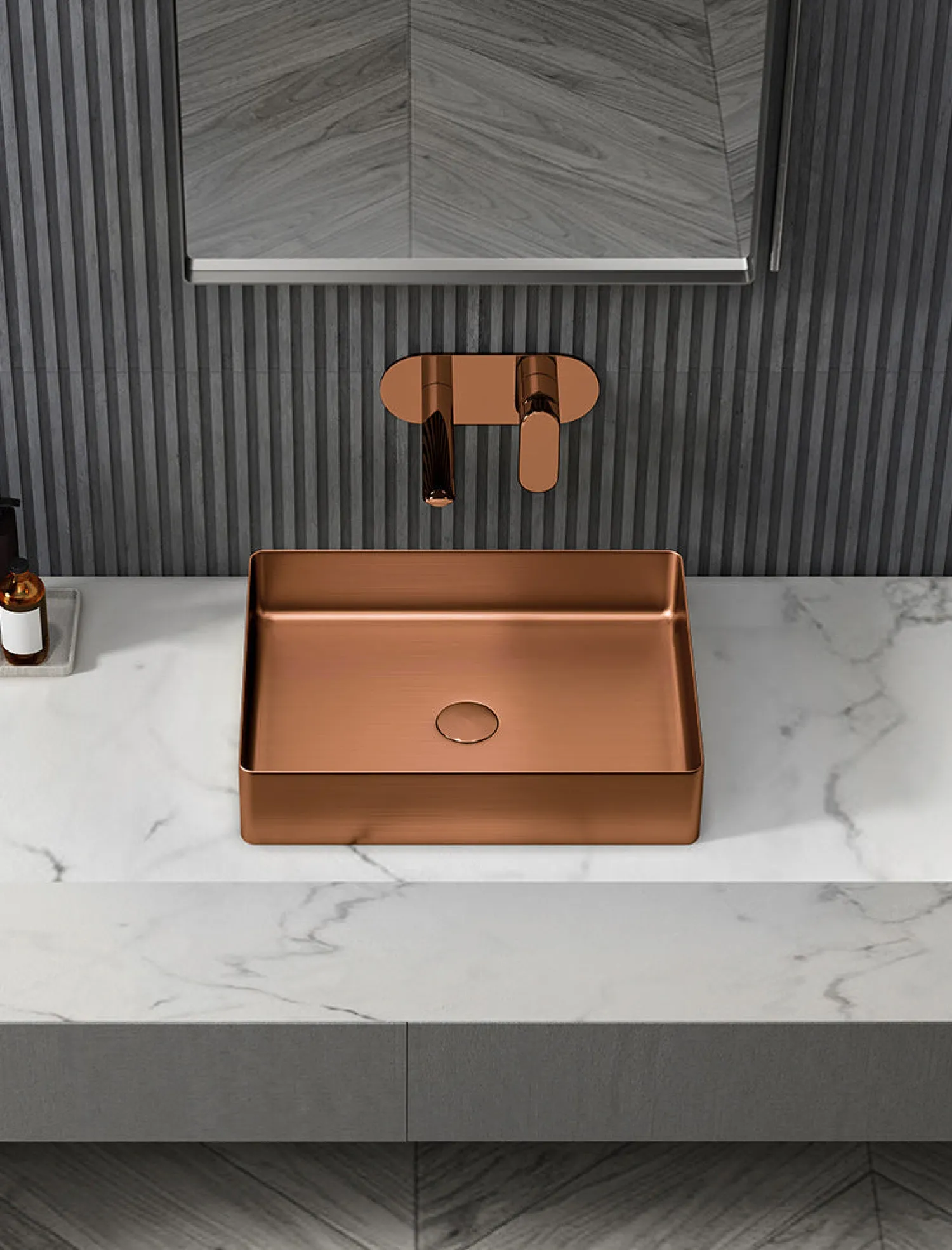 Outlet Rectangular 19" x 14 1/2" Stainless Steel Bathroom Vessel Sink with Drain in Rose Gold Stainless Steel Sinks|Above Counter / Vessel Sinks