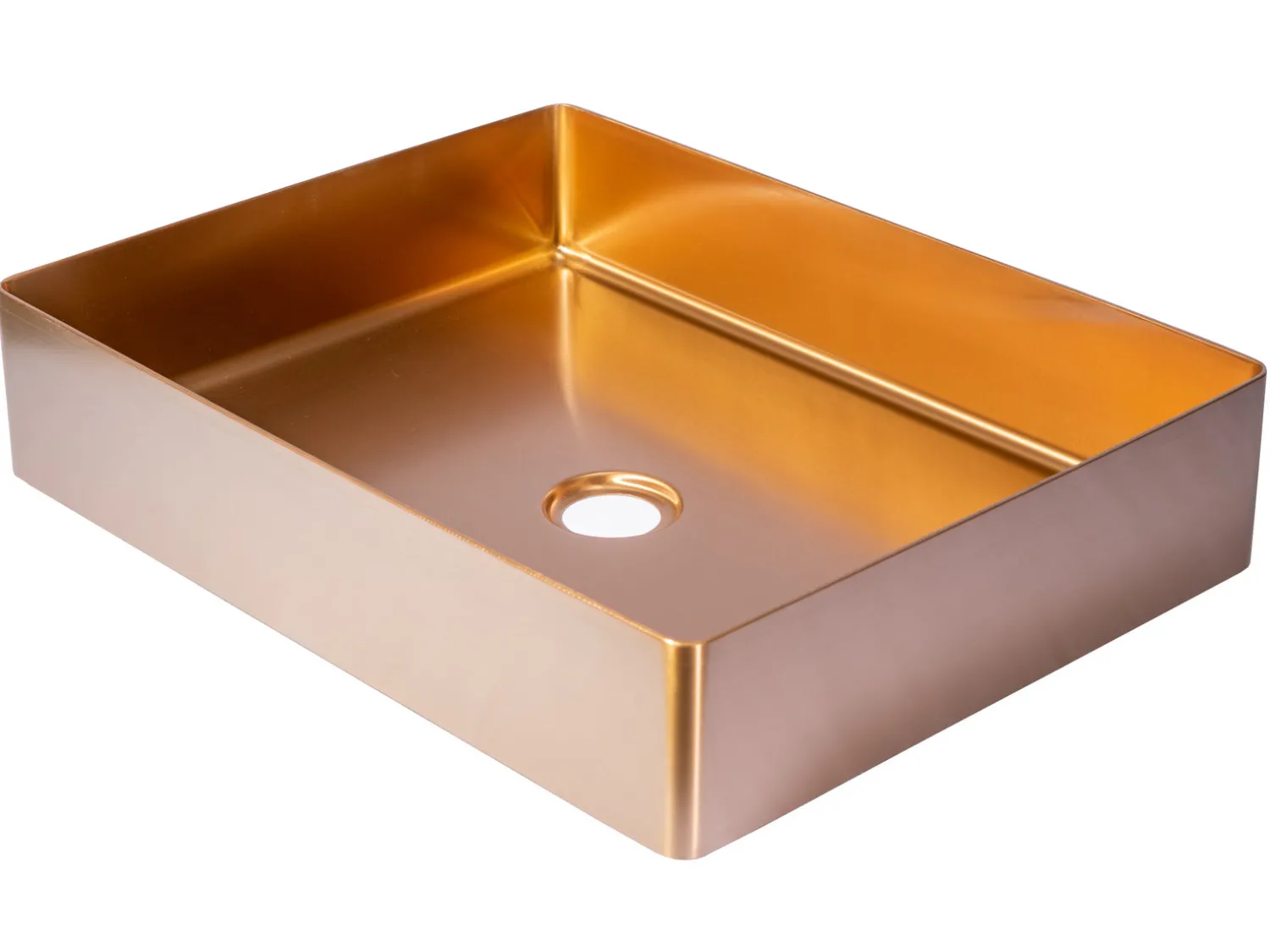 Outlet Rectangular 19" x 14 1/2" Stainless Steel Bathroom Vessel Sink with Drain in Rose Gold Stainless Steel Sinks|Above Counter / Vessel Sinks