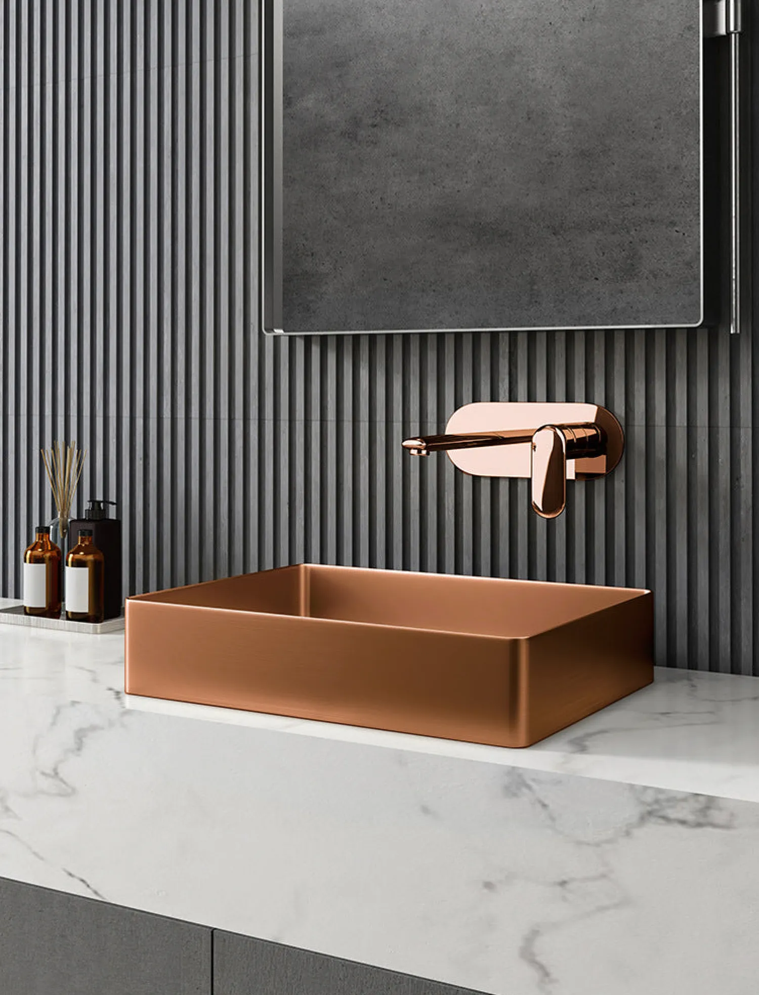 Outlet Rectangular 19" x 14 1/2" Stainless Steel Bathroom Vessel Sink with Drain in Rose Gold Stainless Steel Sinks|Above Counter / Vessel Sinks