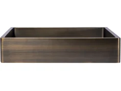 Outlet Rectangular 18 3/4" x 15 3/4" Thick Rim Stainless Steel Bathroom Vessel Sink with Drain in Antique Gold Stainless Steel Sinks|Above Counter / Vessel Sinks