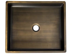 Outlet Rectangular 18 3/4" x 15 3/4" Thick Rim Stainless Steel Bathroom Vessel Sink with Drain in Antique Gold Stainless Steel Sinks|Above Counter / Vessel Sinks