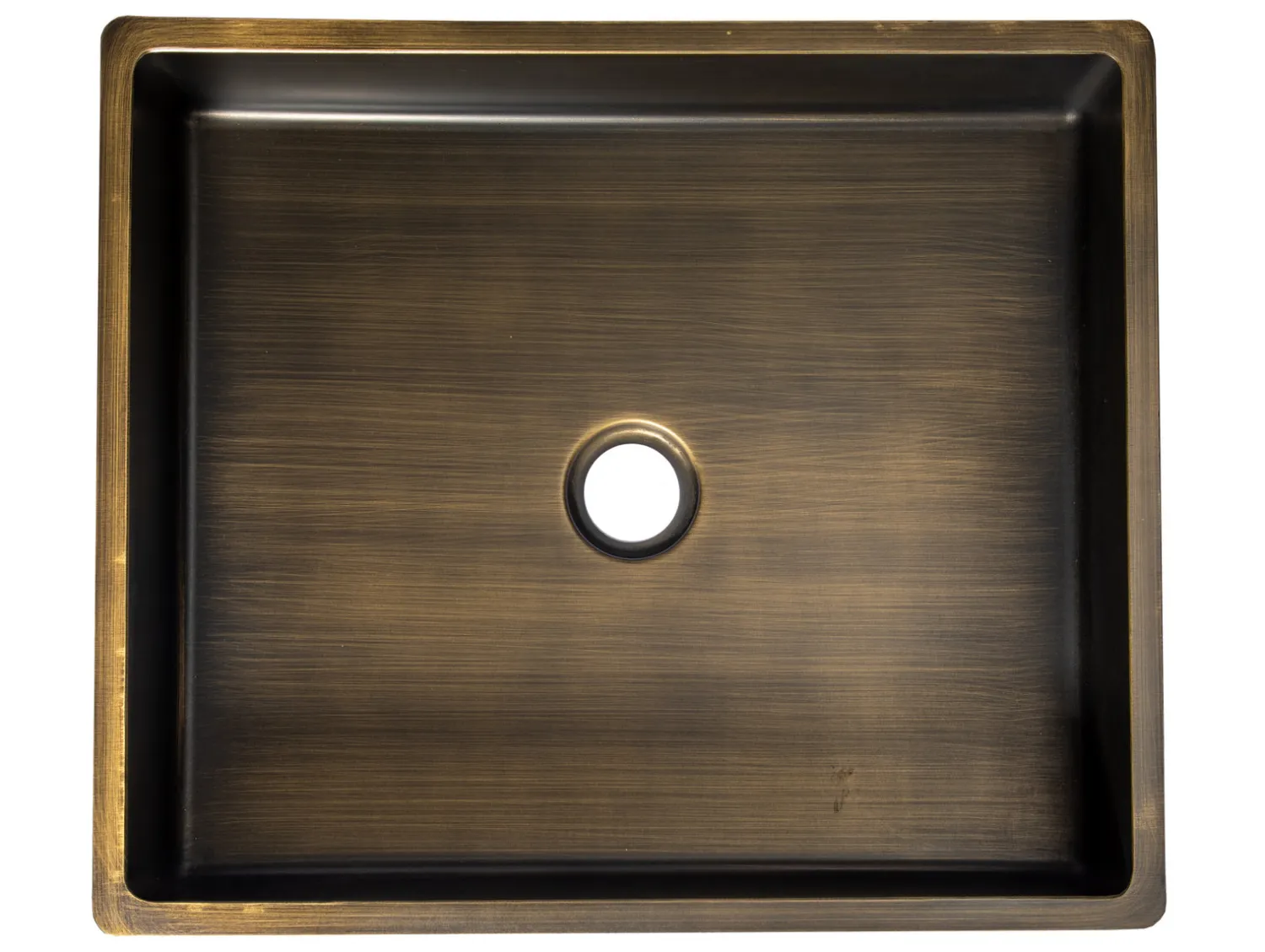 Outlet Rectangular 18 3/4" x 15 3/4" Thick Rim Stainless Steel Bathroom Vessel Sink with Drain in Antique Gold Stainless Steel Sinks|Above Counter / Vessel Sinks