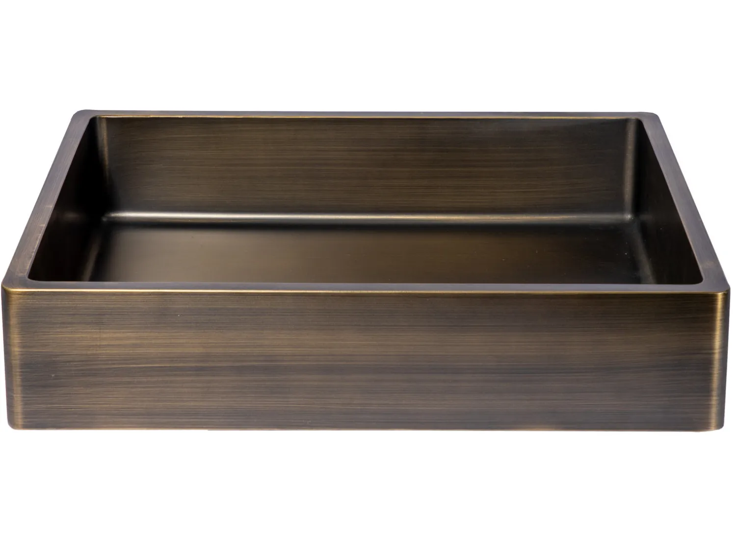 Outlet Rectangular 18 3/4" x 15 3/4" Thick Rim Stainless Steel Bathroom Vessel Sink with Drain in Antique Gold Stainless Steel Sinks|Above Counter / Vessel Sinks