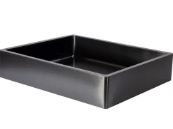 Rectangular 18 3/4 x 15 3/4" Thick Rim Stainless Steel Bathroom Vessel Sink with Drain in Black Stainless Steel Sinks|Above Counter / Vessel Sinks