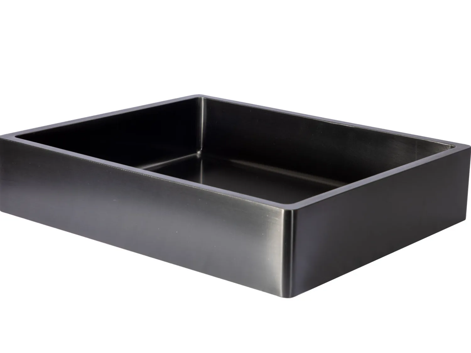 Rectangular 18 3/4 x 15 3/4" Thick Rim Stainless Steel Bathroom Vessel Sink with Drain in Black Stainless Steel Sinks|Above Counter / Vessel Sinks