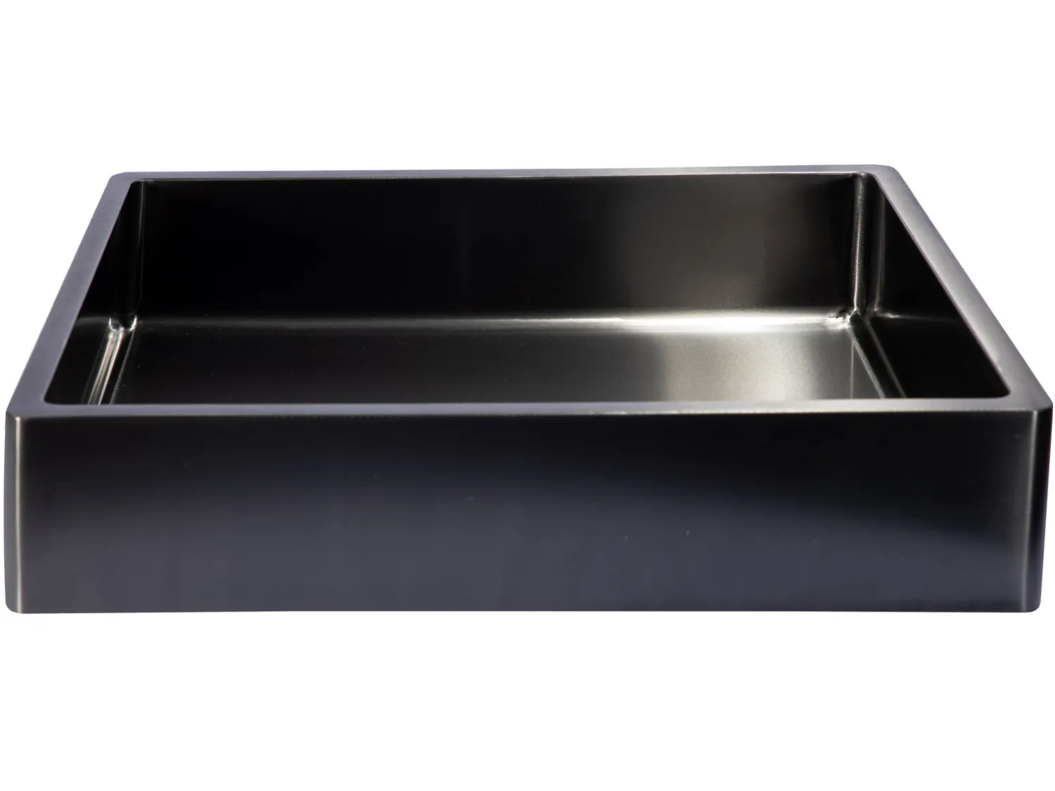 Rectangular 18 3/4 x 15 3/4" Thick Rim Stainless Steel Bathroom Vessel Sink with Drain in Black Stainless Steel Sinks|Above Counter / Vessel Sinks