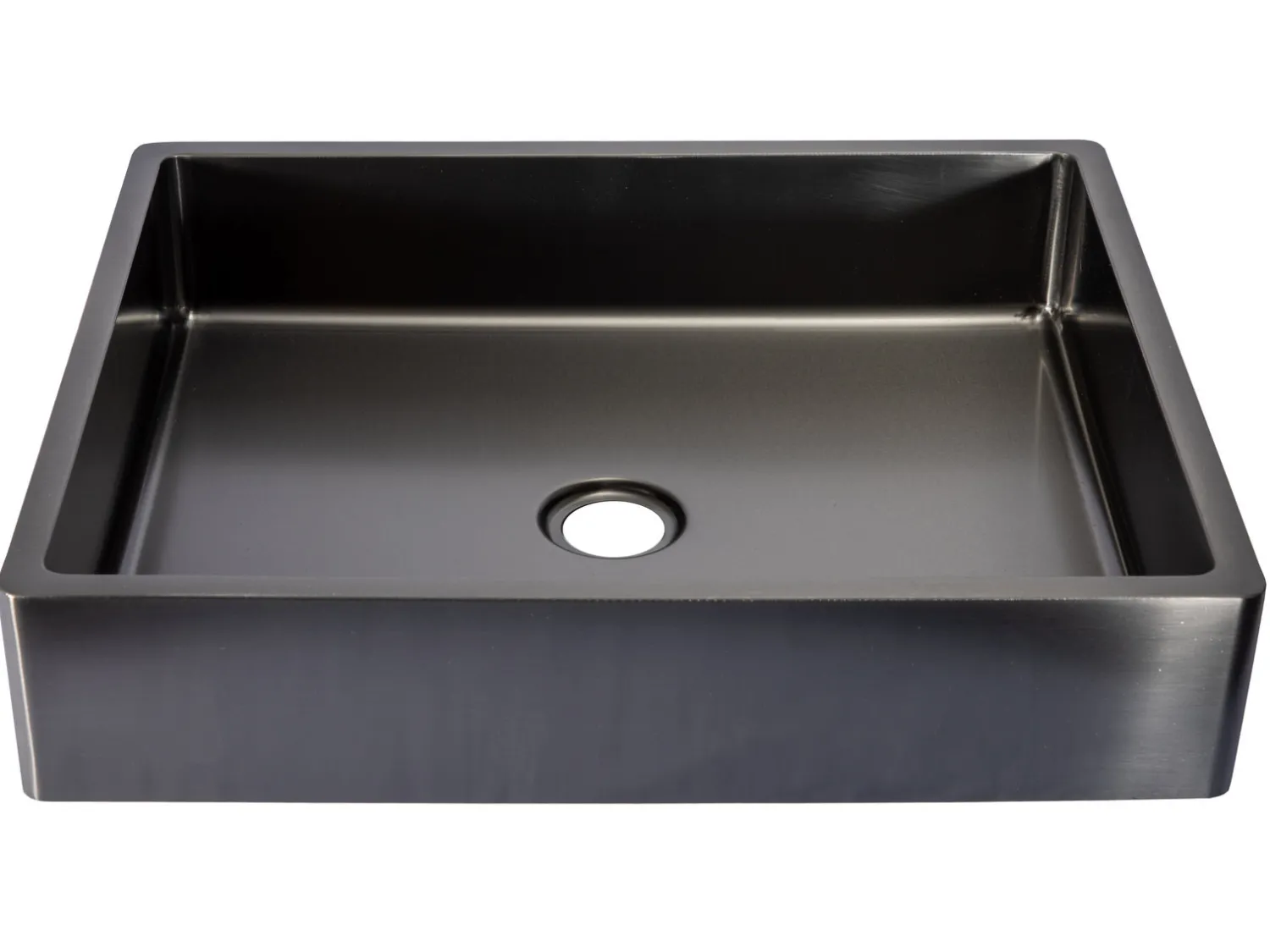 Rectangular 18 3/4 x 15 3/4" Thick Rim Stainless Steel Bathroom Vessel Sink with Drain in Black Stainless Steel Sinks|Above Counter / Vessel Sinks