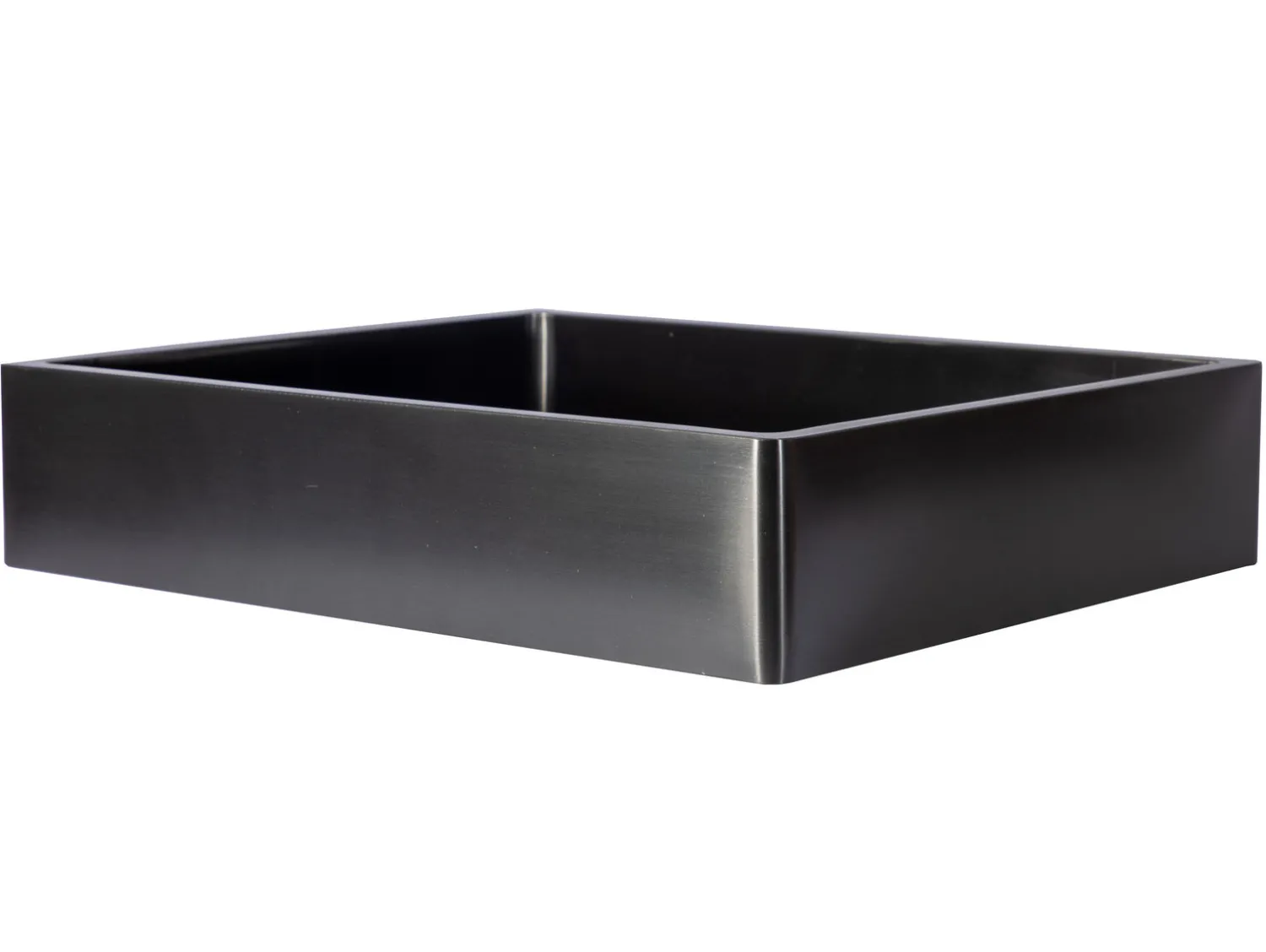 Rectangular 18 3/4 x 15 3/4" Thick Rim Stainless Steel Bathroom Vessel Sink with Drain in Black Stainless Steel Sinks|Above Counter / Vessel Sinks