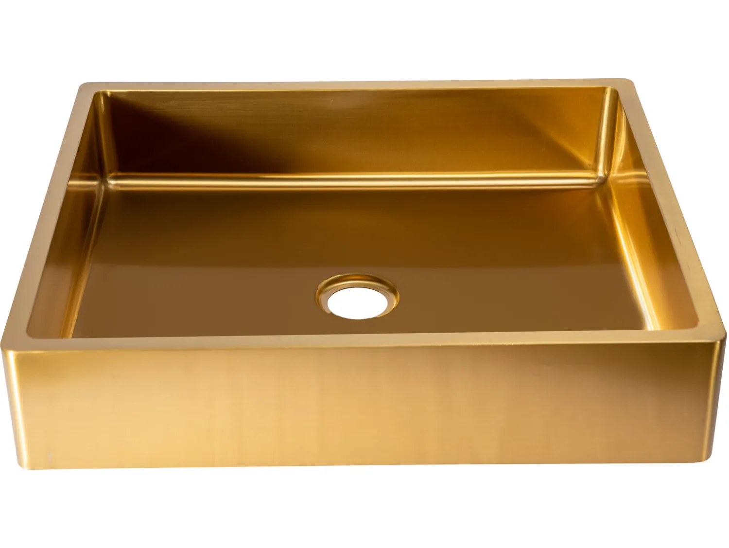 Discount Rectangular 18 3/4" x 15 3/4" Thick Rim Stainless Steel Bathroom Vessel Sink with Drain in Gold Stainless Steel Sinks|Above Counter / Vessel Sinks