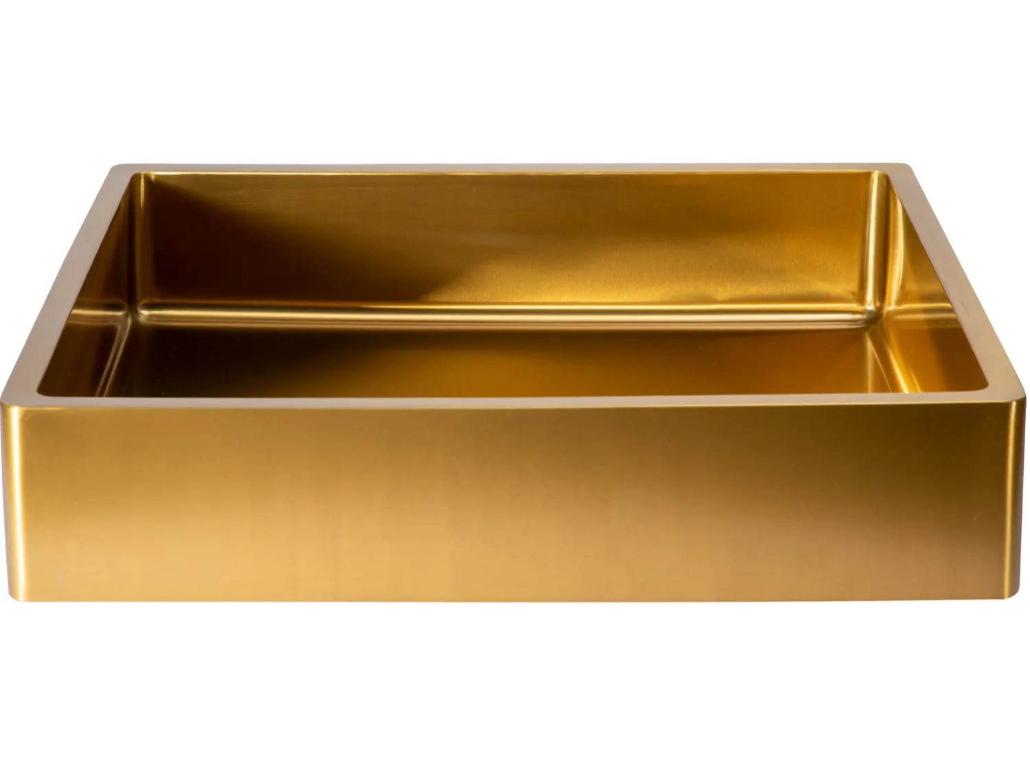 Discount Rectangular 18 3/4" x 15 3/4" Thick Rim Stainless Steel Bathroom Vessel Sink with Drain in Gold Stainless Steel Sinks|Above Counter / Vessel Sinks