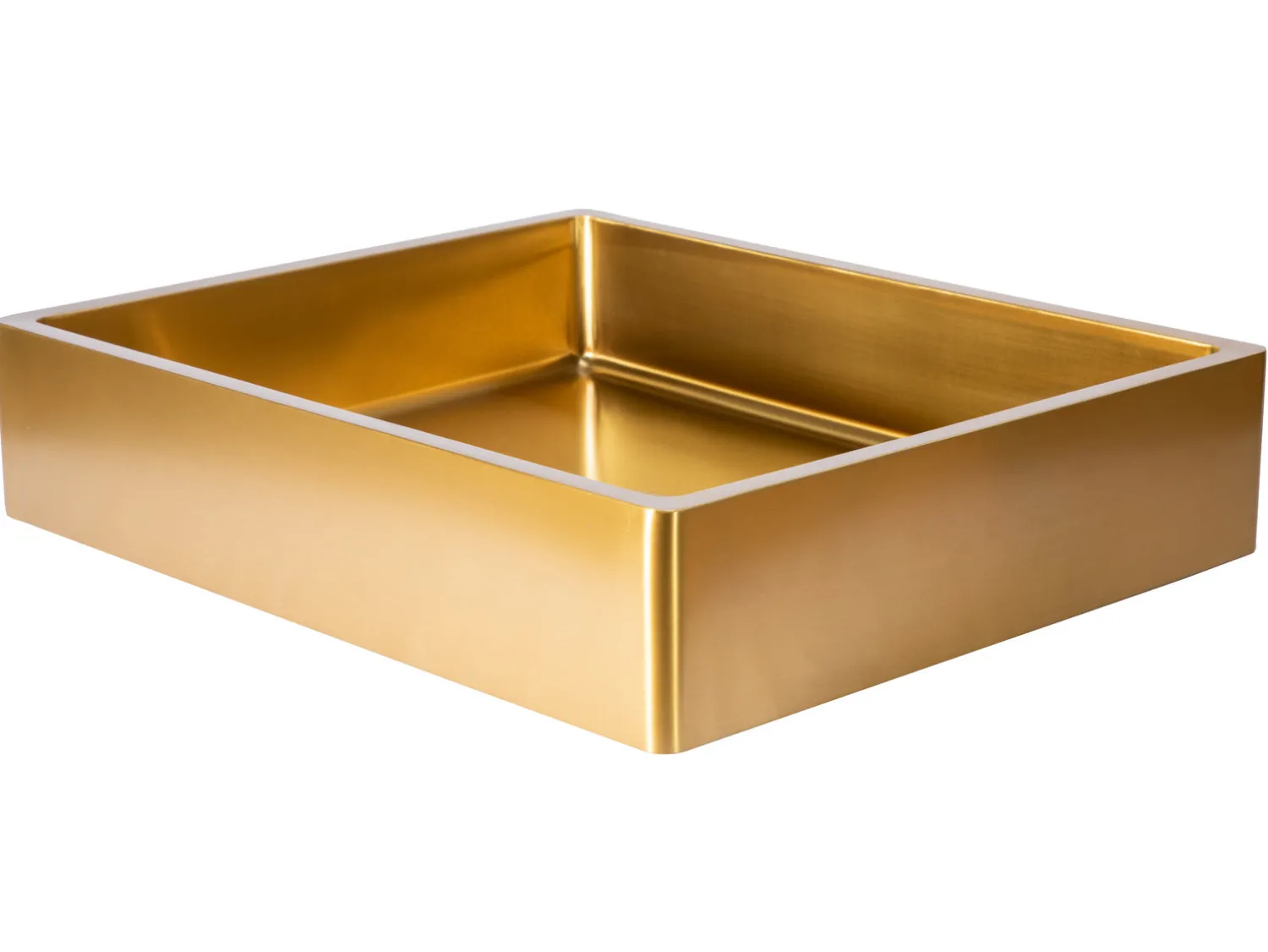 Discount Rectangular 18 3/4" x 15 3/4" Thick Rim Stainless Steel Bathroom Vessel Sink with Drain in Gold Stainless Steel Sinks|Above Counter / Vessel Sinks