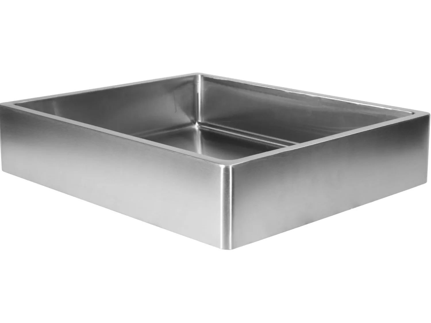 Best Rectangular 18 3/4" x 15 3/4" Thick Rim Stainless Steel Bathroom Vessel Sink with Drain in Silver Stainless Steel Sinks|Above Counter / Vessel Sinks