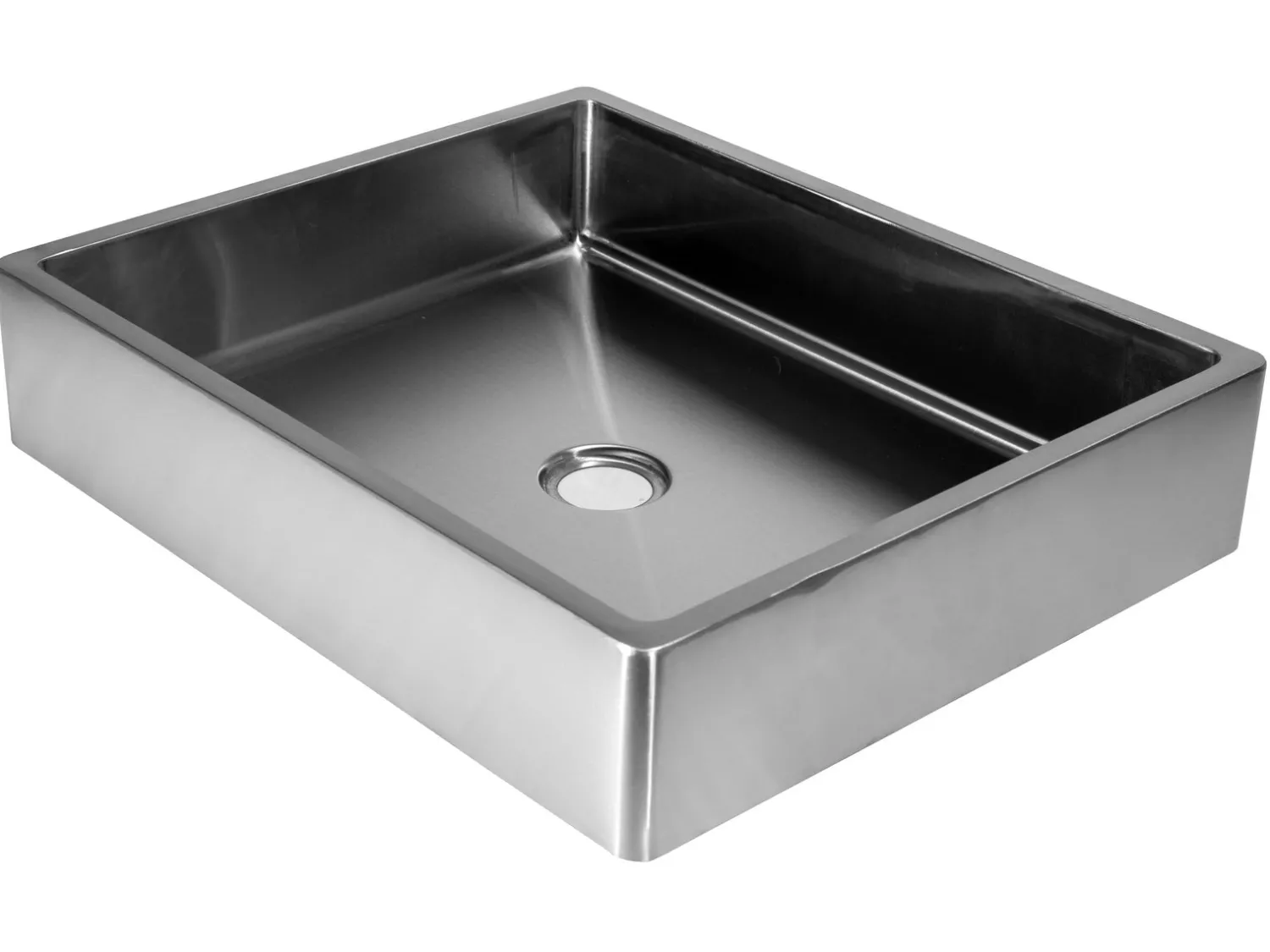Best Rectangular 18 3/4" x 15 3/4" Thick Rim Stainless Steel Bathroom Vessel Sink with Drain in Silver Stainless Steel Sinks|Above Counter / Vessel Sinks