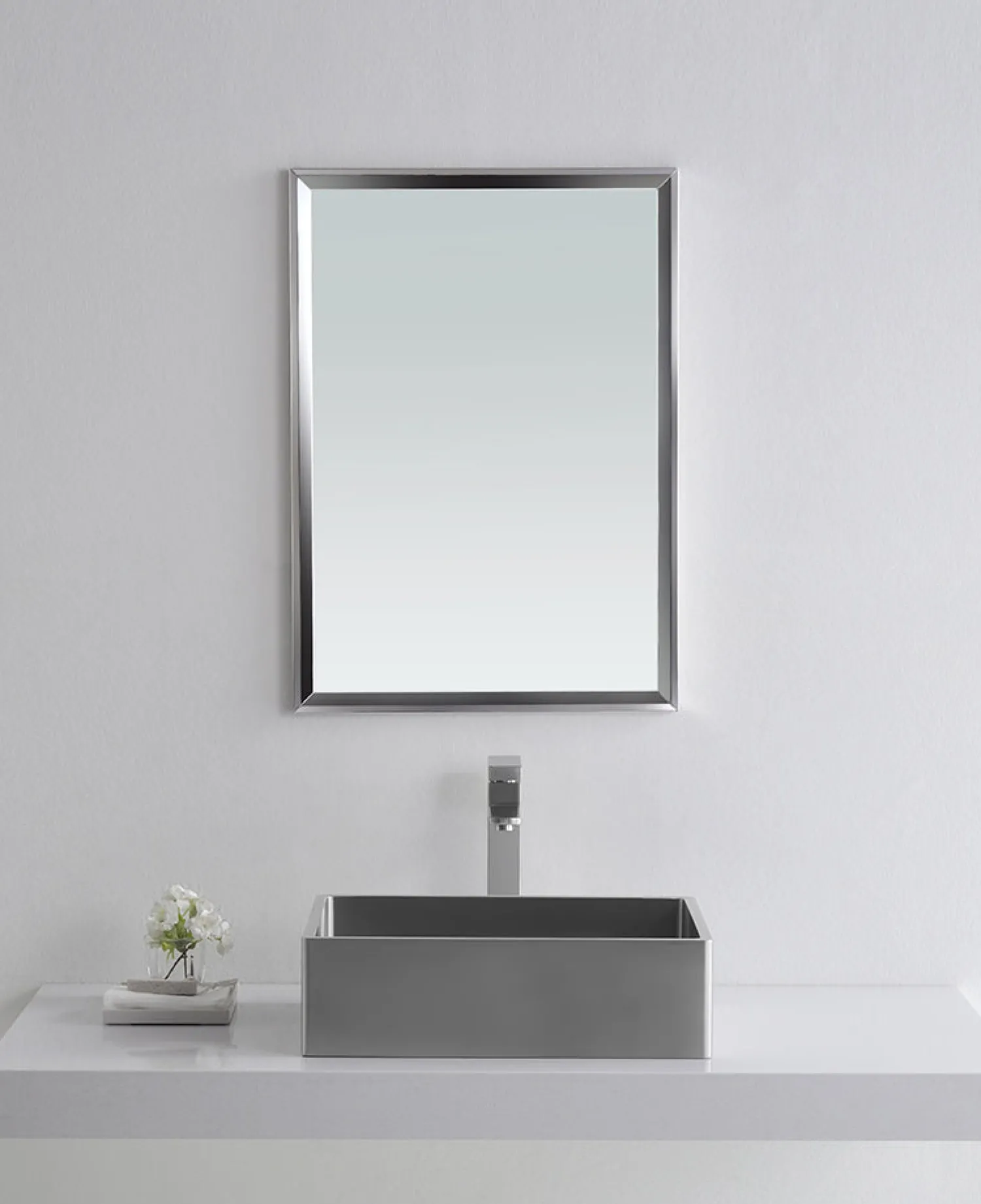 Best Rectangular 18 3/4" x 15 3/4" Thick Rim Stainless Steel Bathroom Vessel Sink with Drain in Silver Stainless Steel Sinks|Above Counter / Vessel Sinks