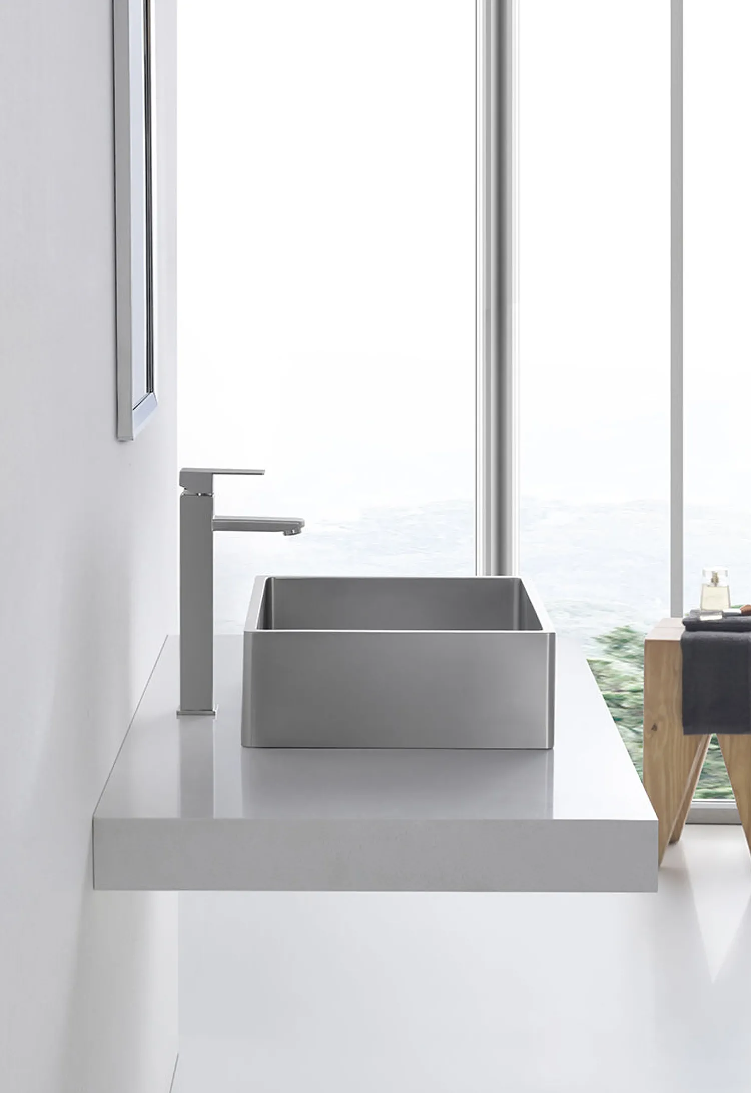Best Rectangular 18 3/4" x 15 3/4" Thick Rim Stainless Steel Bathroom Vessel Sink with Drain in Silver Stainless Steel Sinks|Above Counter / Vessel Sinks