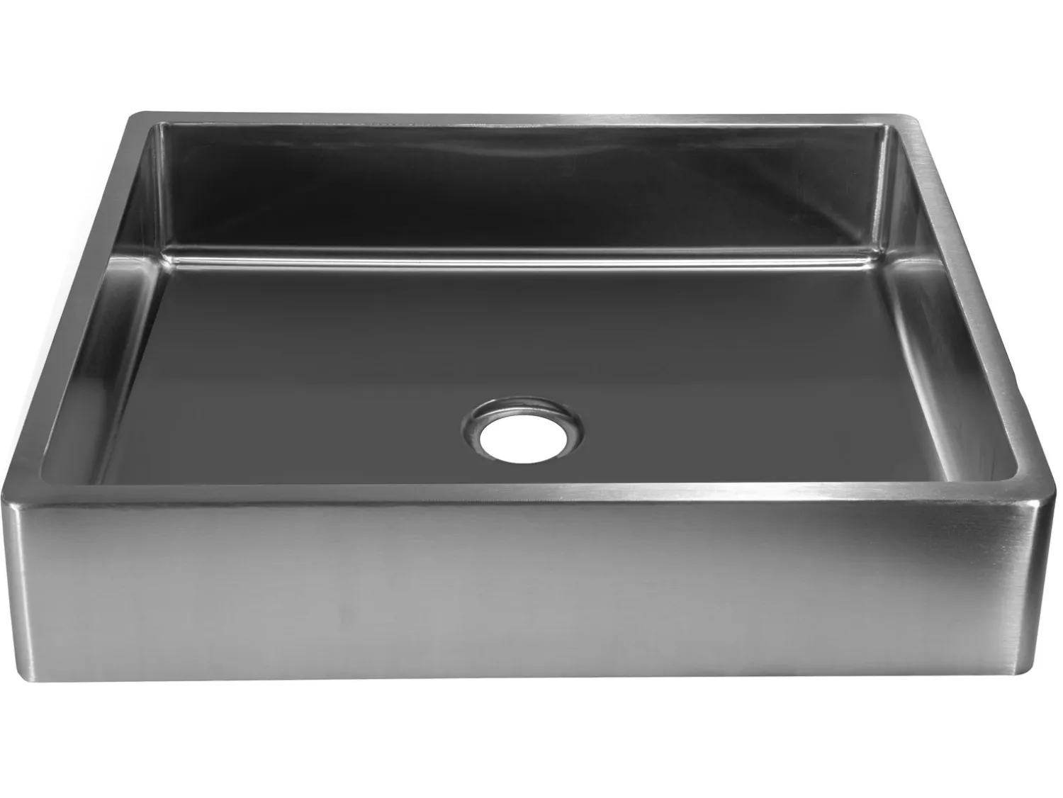 Best Rectangular 18 3/4" x 15 3/4" Thick Rim Stainless Steel Bathroom Vessel Sink with Drain in Silver Stainless Steel Sinks|Above Counter / Vessel Sinks