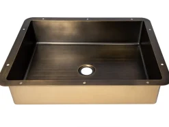 Outlet Rectangular 20' x 16" Undermount Stainless Steel Bathroom Sink and Drain in Antique Gold Undermount|Stainless Steel Sinks