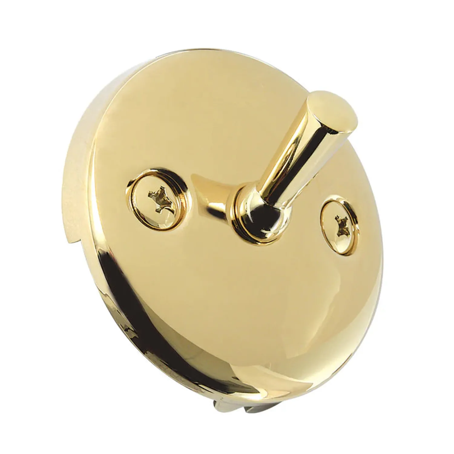 Hot Round Bathtub Overflow Plate with Trip Lever in Polished Brass Tub Drains