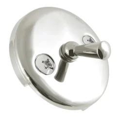 Outlet Round Bathtub Overflow Plate with Trip Lever in Polished Nickel Tub Drains