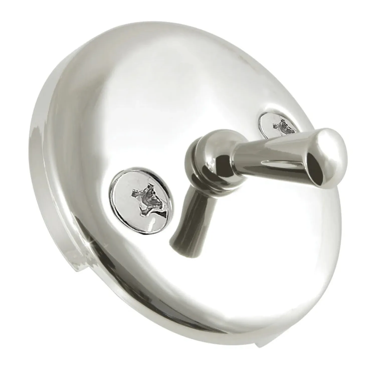 Outlet Round Bathtub Overflow Plate with Trip Lever in Polished Nickel Tub Drains