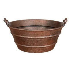 Sale 16" Round Bucket Vessel Hammered Copper Sink with Handles Above Counter / Vessel Sinks