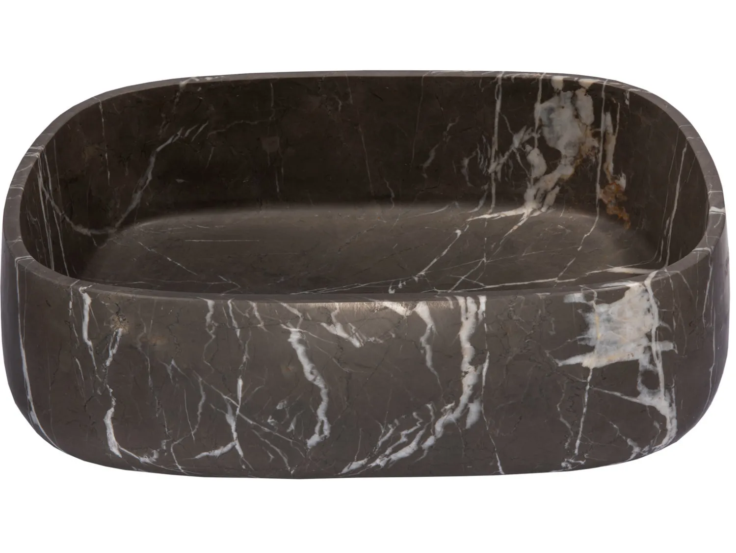 Outlet Rounded Rectangular Vessel Sink in Pietra Grey Marble Above Counter / Vessel Sinks