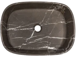 Outlet Rounded Rectangular Vessel Sink in Pietra Grey Marble Above Counter / Vessel Sinks