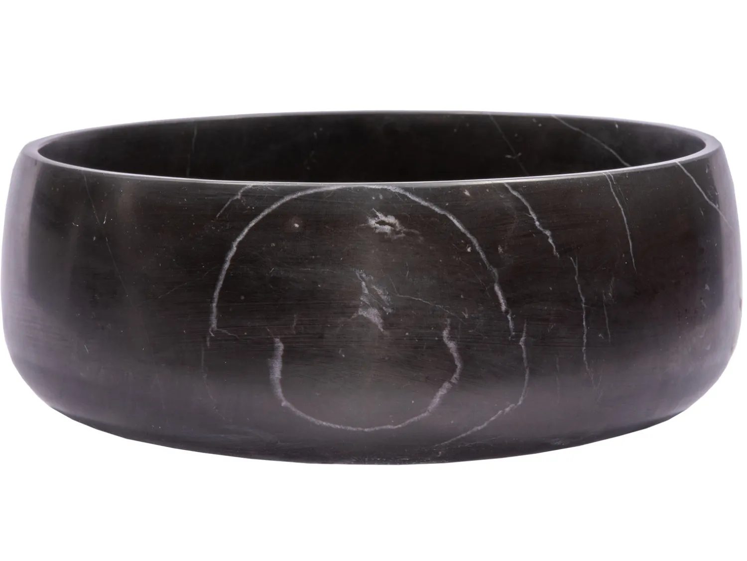 Online Rounded Vessel Sink in Nero Marquino Marble Above Counter / Vessel Sinks