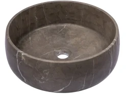 Best Rounded Vessel Sink in Pietra Grey Marble Above Counter / Vessel Sinks