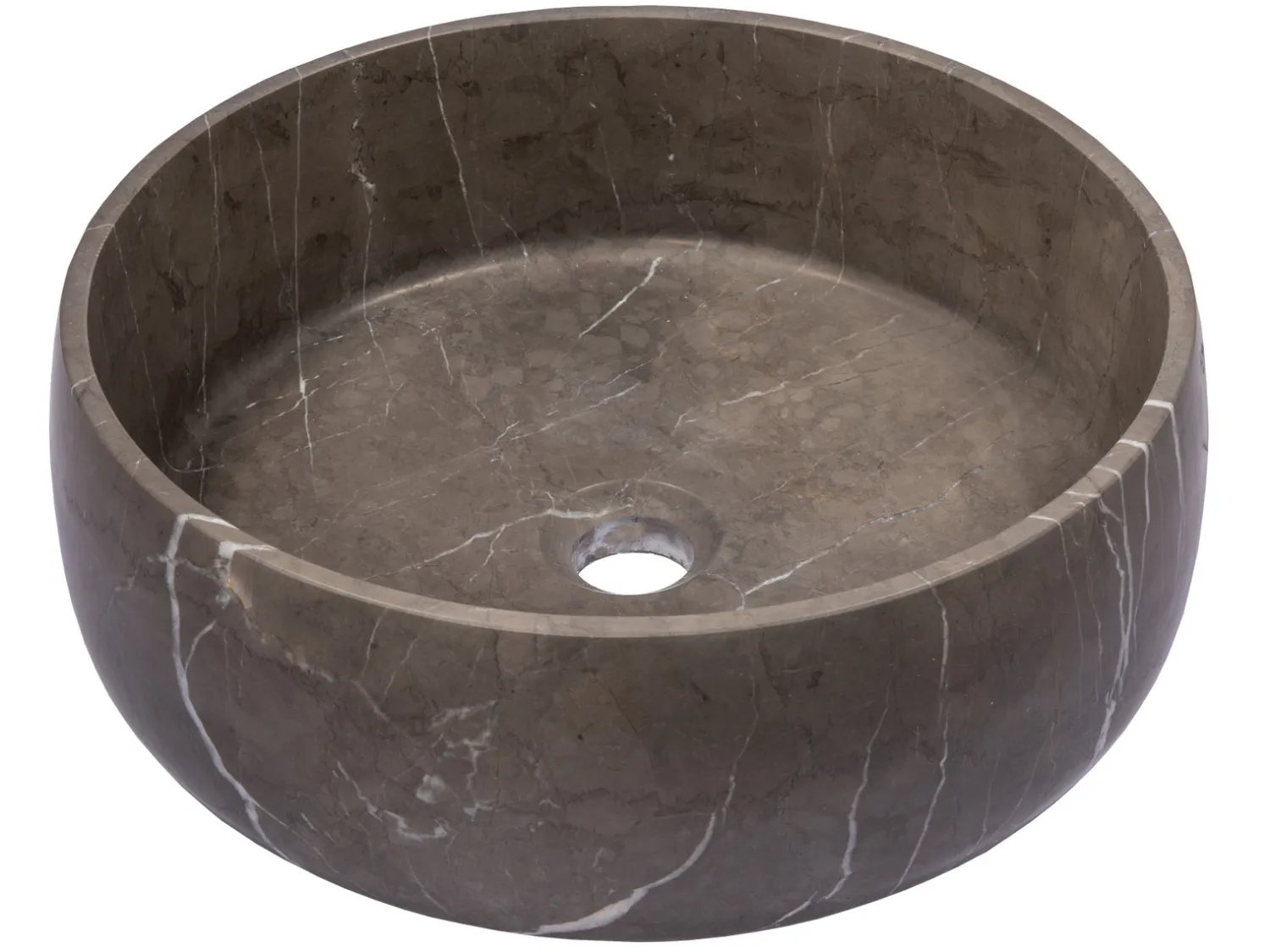 Best Rounded Vessel Sink in Pietra Grey Marble Above Counter / Vessel Sinks