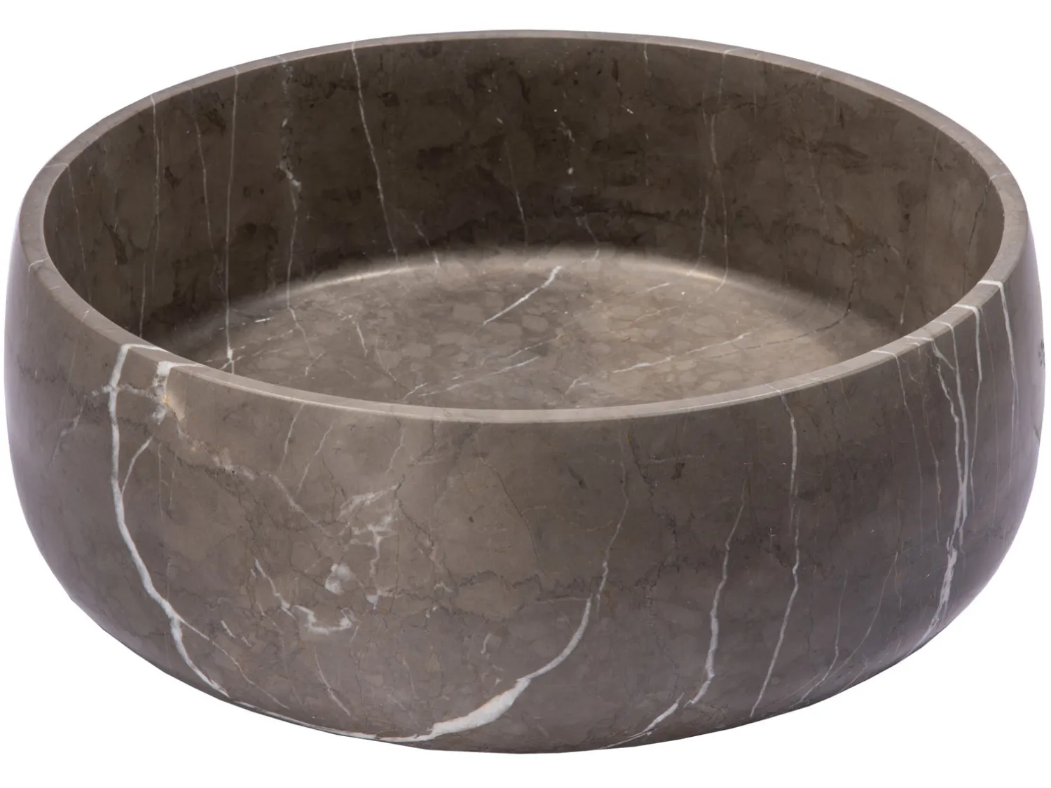 Best Rounded Vessel Sink in Pietra Grey Marble Above Counter / Vessel Sinks