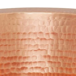 14" Round Hammered Copper Bar Sink with 2" Drain Opening in Polished Copper Bar / Prep Sinks