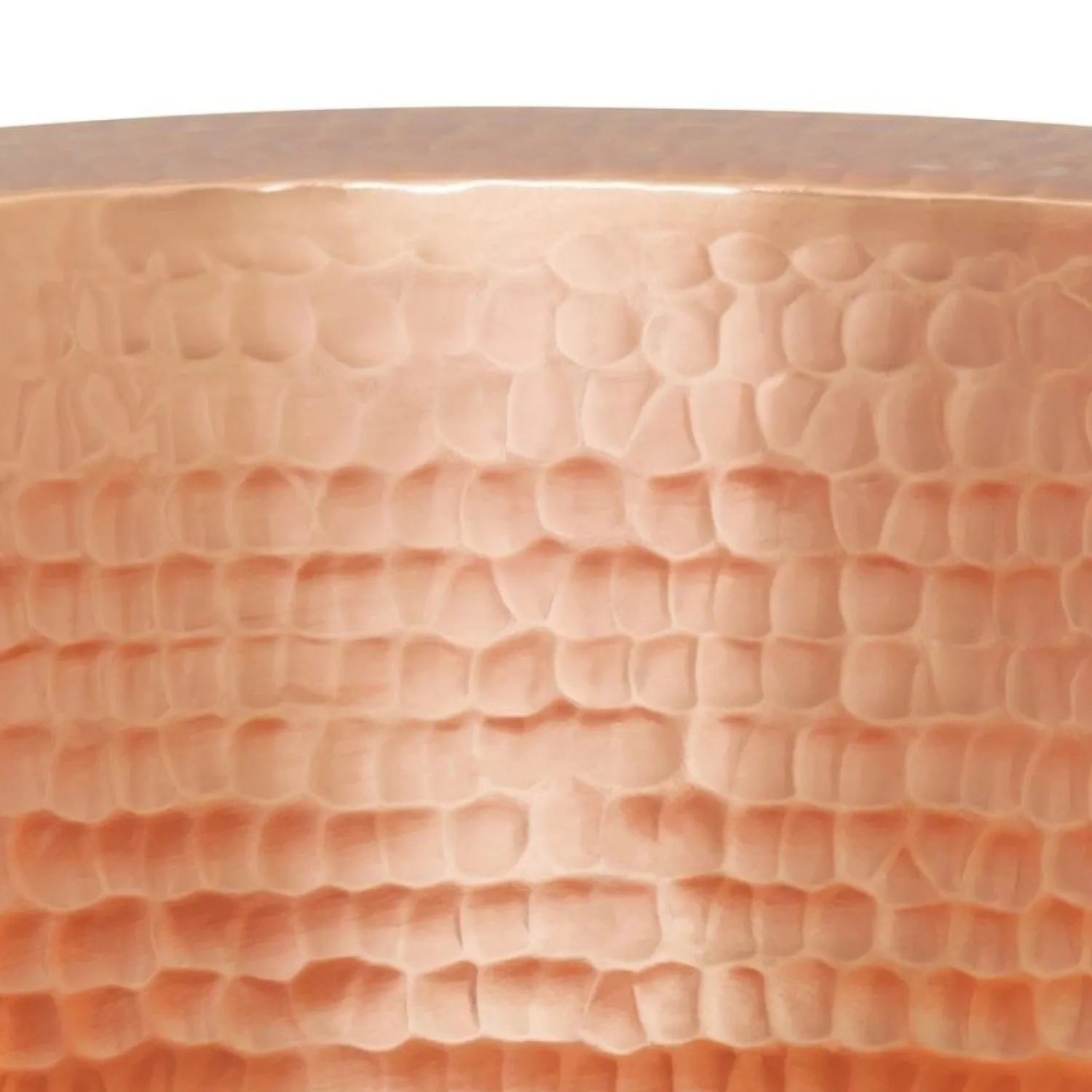 14" Round Hammered Copper Bar Sink with 2" Drain Opening in Polished Copper Bar / Prep Sinks