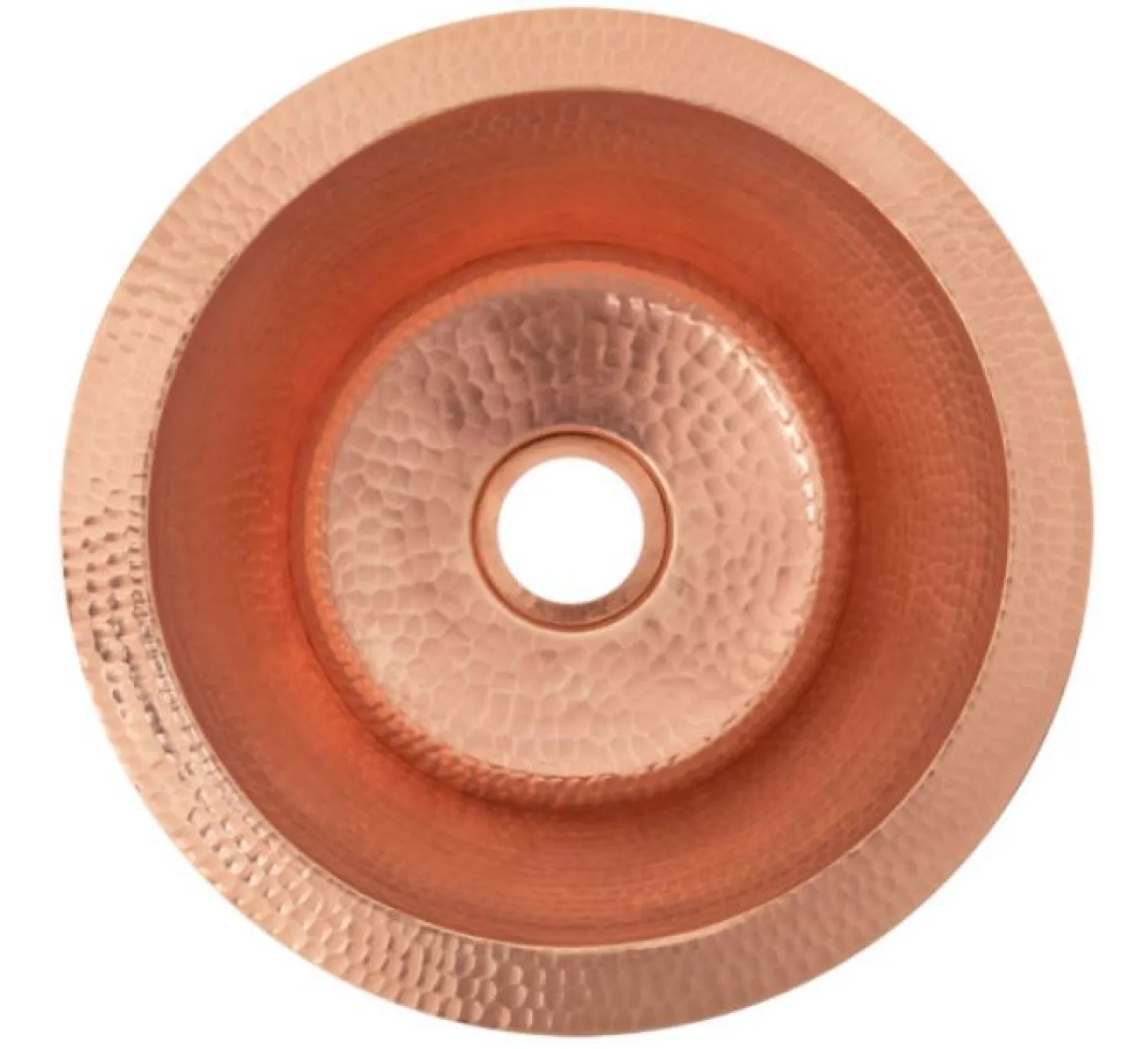 Best 12" Round Hammered Copper Bar Sink with 2" Drain Opening in Polished Copper Bar / Prep Sinks