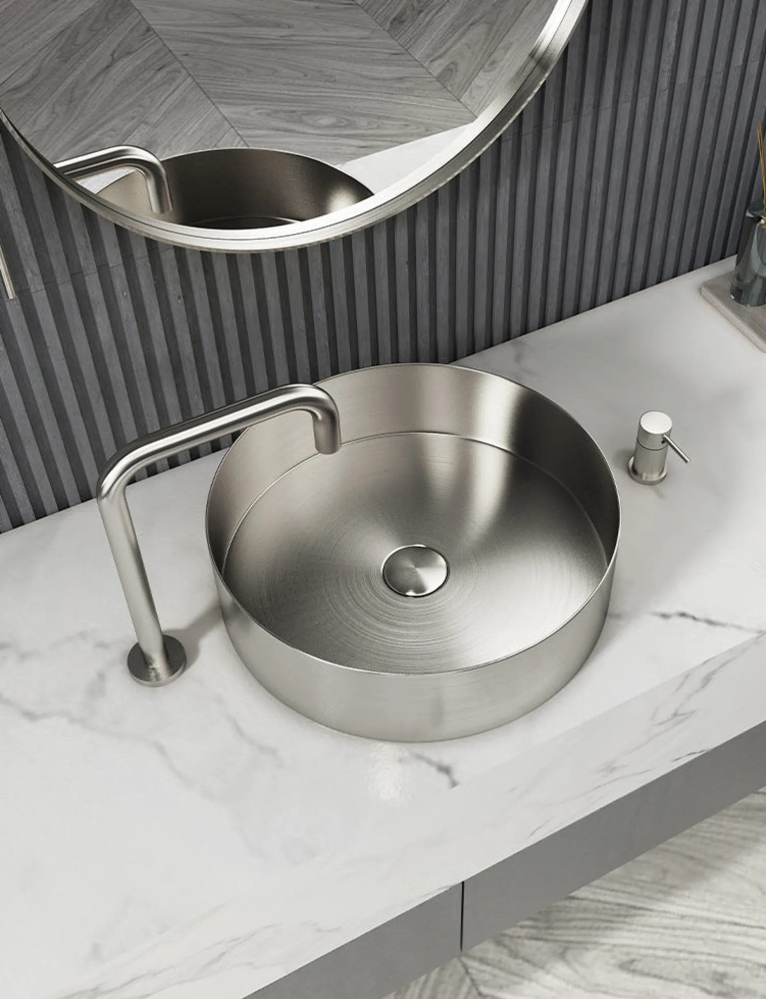 Discount 15" Round Stainless Steel Bathroom Vessel Sink with Drain in Silver Stainless Steel Sinks|Above Counter / Vessel Sinks