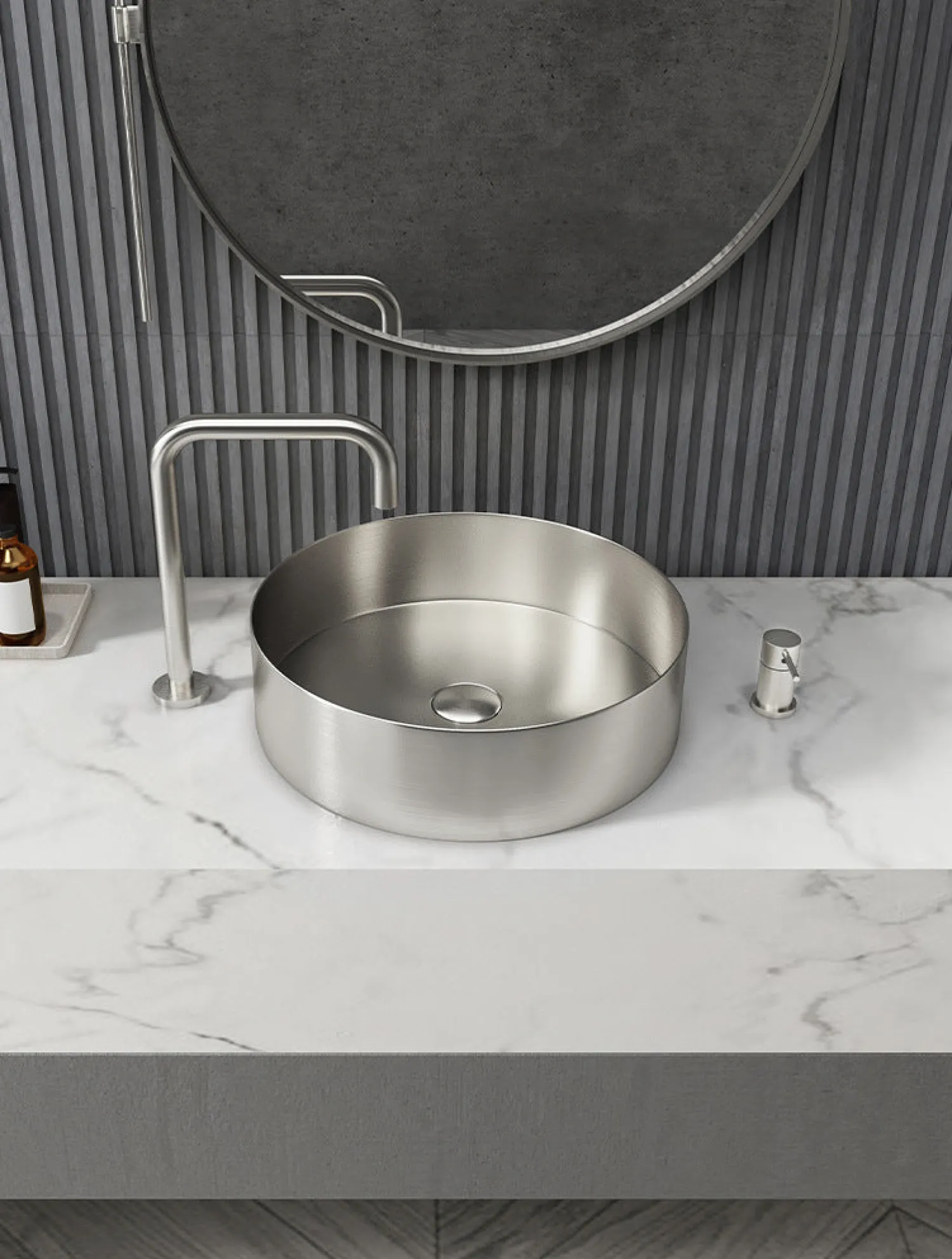 Discount 15" Round Stainless Steel Bathroom Vessel Sink with Drain in Silver Stainless Steel Sinks|Above Counter / Vessel Sinks