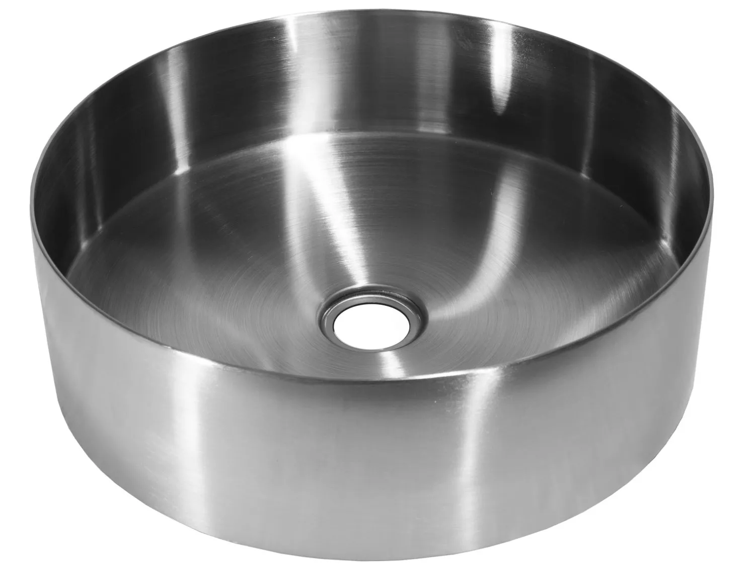 Discount 15" Round Stainless Steel Bathroom Vessel Sink with Drain in Silver Stainless Steel Sinks|Above Counter / Vessel Sinks