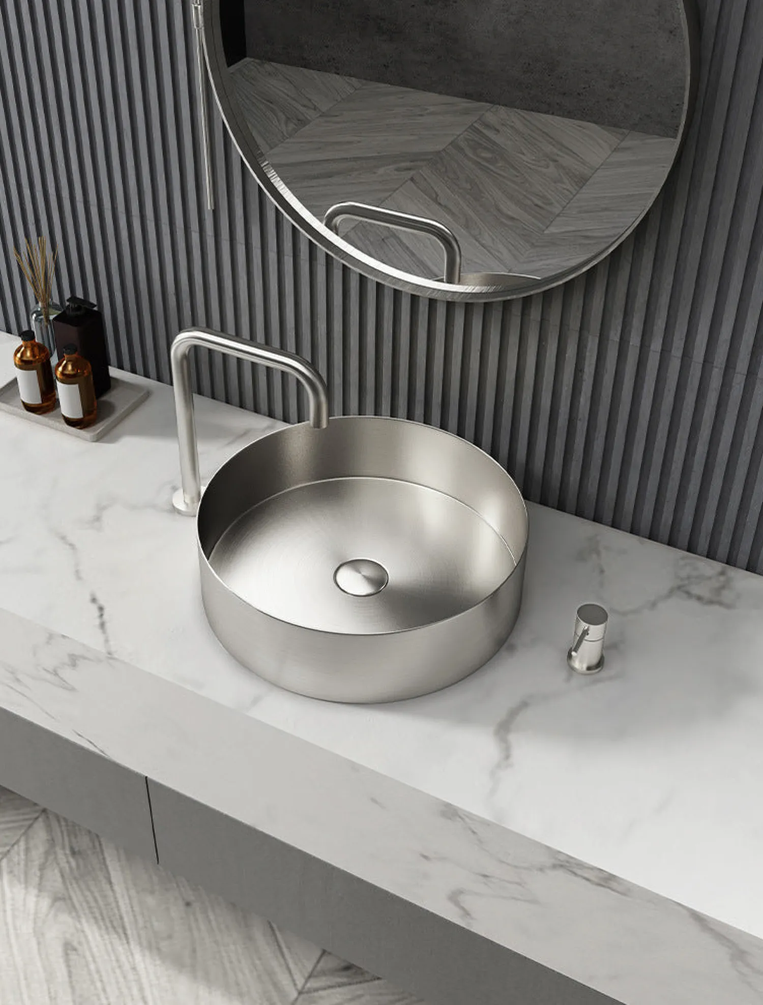 Discount 15" Round Stainless Steel Bathroom Vessel Sink with Drain in Silver Stainless Steel Sinks|Above Counter / Vessel Sinks