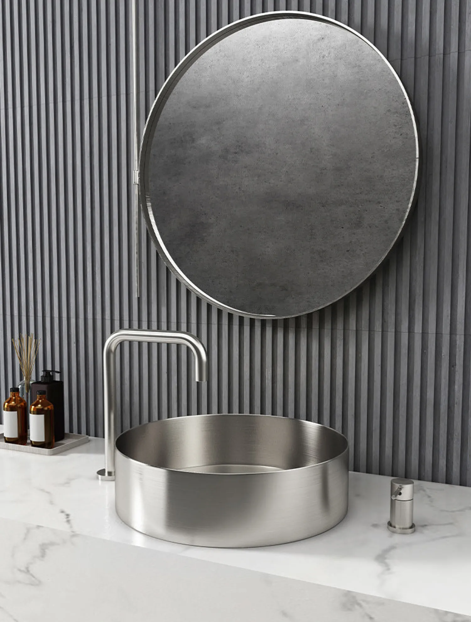 Discount 15" Round Stainless Steel Bathroom Vessel Sink with Drain in Silver Stainless Steel Sinks|Above Counter / Vessel Sinks