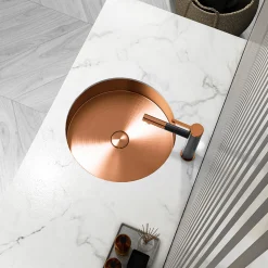 Best 15" Round Stainless Steel Undermount Bathroom Sink with Drain in Rose Gold Undermount|Stainless Steel Sinks