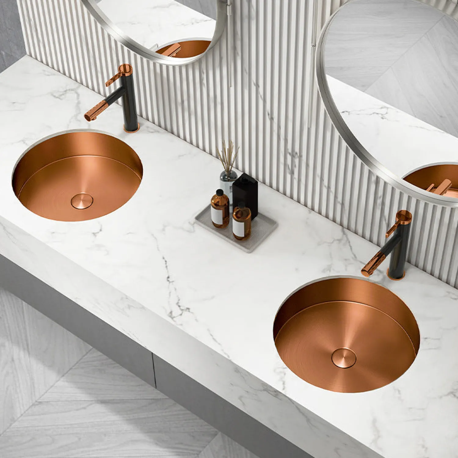 Best 15" Round Stainless Steel Undermount Bathroom Sink with Drain in Rose Gold Undermount|Stainless Steel Sinks
