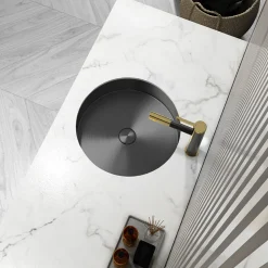 Discount 15" Round Stainless Steel Undermount Bathroom Sink with Drain in Black Undermount|Stainless Steel Sinks