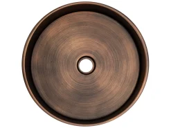 Outlet 15 3/4" Round Thick Rim Stainless Steel Bathroom Vessel Sink with Drain in Bronze Stainless Steel Sinks|Above Counter / Vessel Sinks