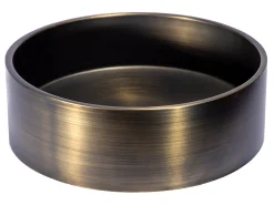 15 3/4" Round Thick Rim Stainless Steel Bathroom Vessel Sink with Drain in Antique Stainless Steel Sinks|Above Counter / Vessel Sinks