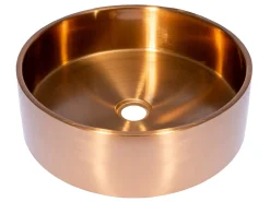 Discount 15 3/4" Round Thick Rim Stainless Steel Bathroom Vessel Sink with Drain in Rose Gold Stainless Steel Sinks|Above Counter / Vessel Sinks