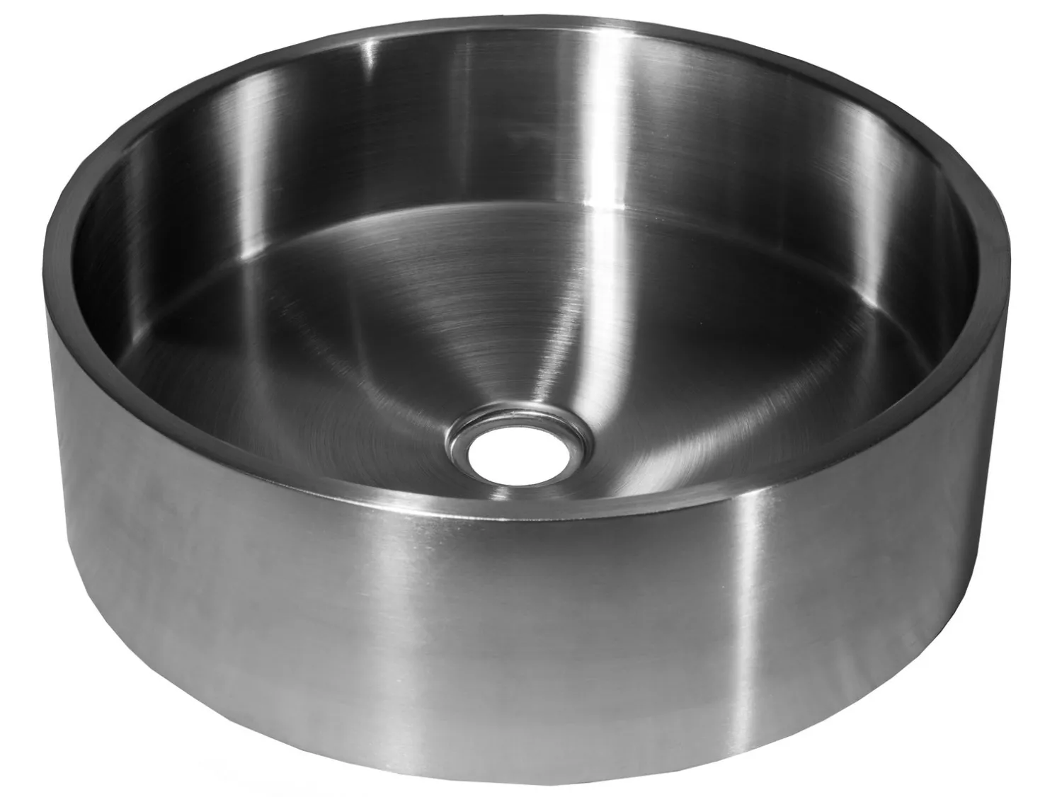 Best 15 3/4" Round Thick Rim Stainless Steel Bathroom Vessel Sink with Drain in Silver Stainless Steel Sinks|Above Counter / Vessel Sinks