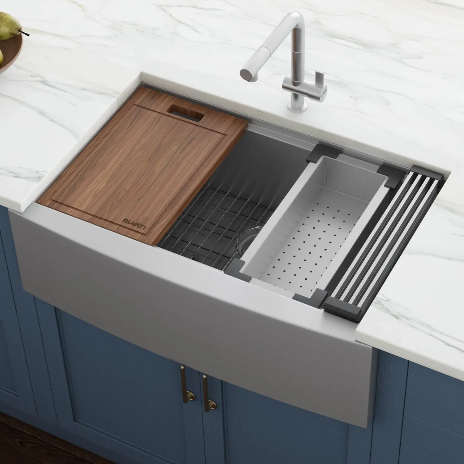 Online 27" Apron-front Workstation Farmhouse 16 Gauge Stainless Steel Single Bowl Kitchen Sink Stainless Steel Sinks|Single Bowl Sinks